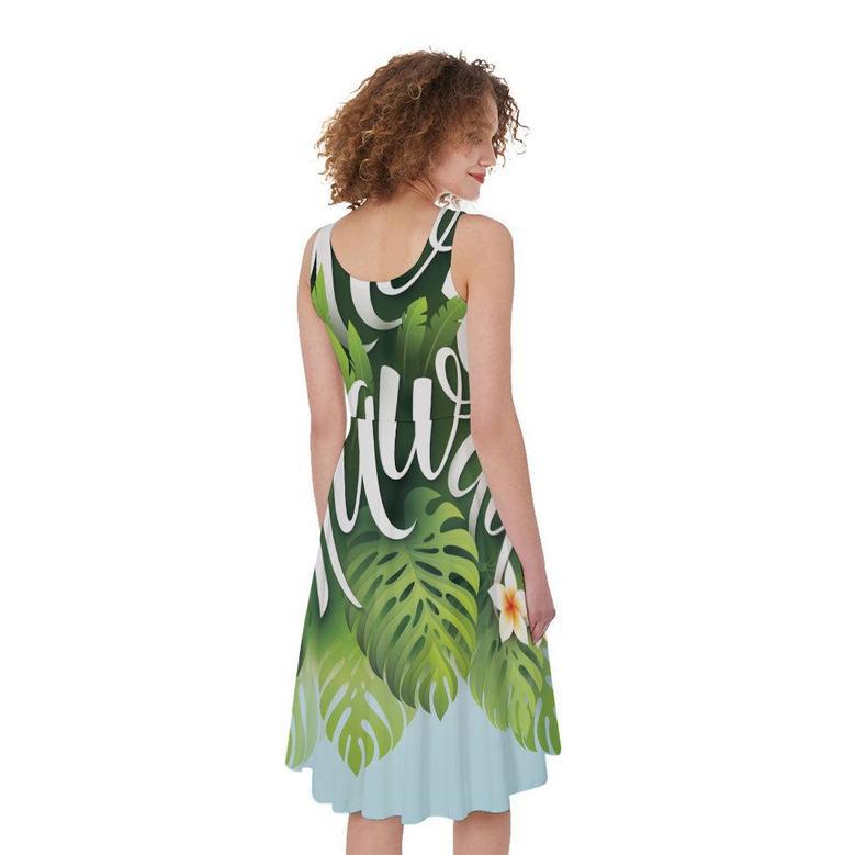 Toucan Aloha Hawaii Print Sleeveless Knee Length Dress