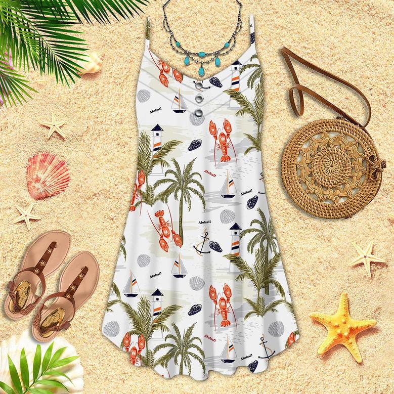 Tropical Lobster Aloha Spaghetti Strap Summer Dress