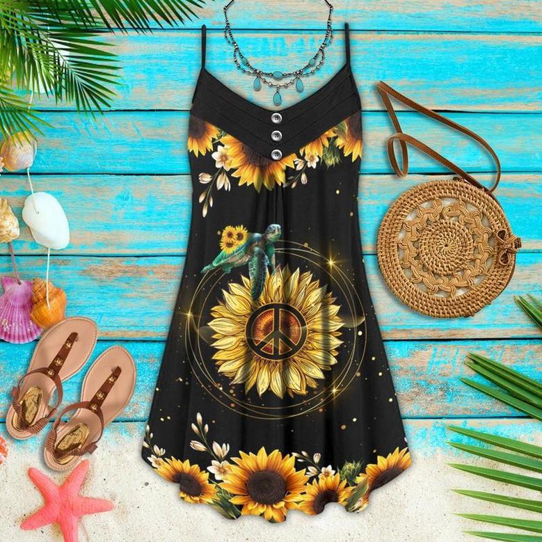 Turtle Love Sunlower Hippie Style - Summer Dress