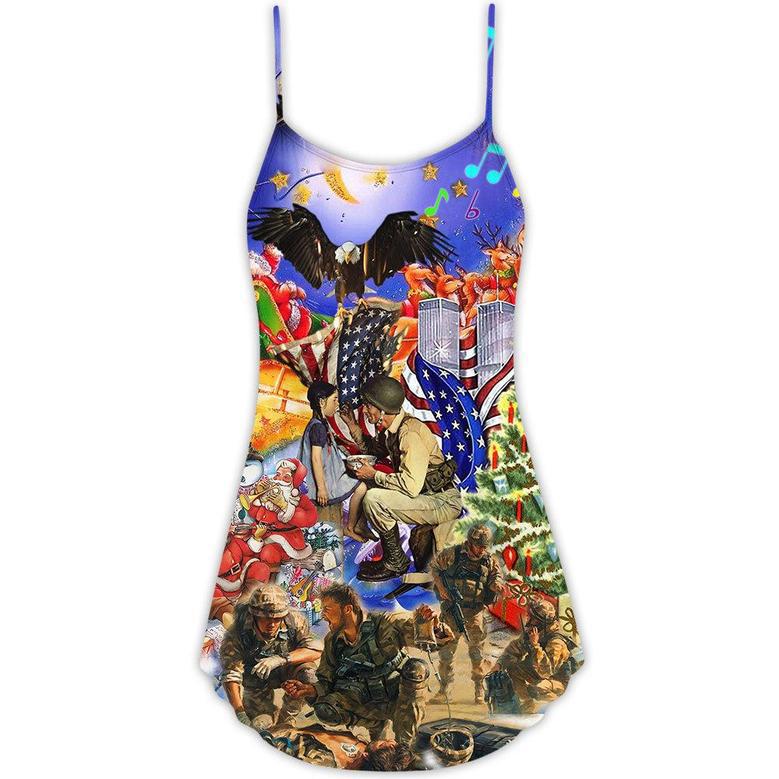 Veteran Christmas Merry Christmas - V-Neck Sleeveless Cami Dress