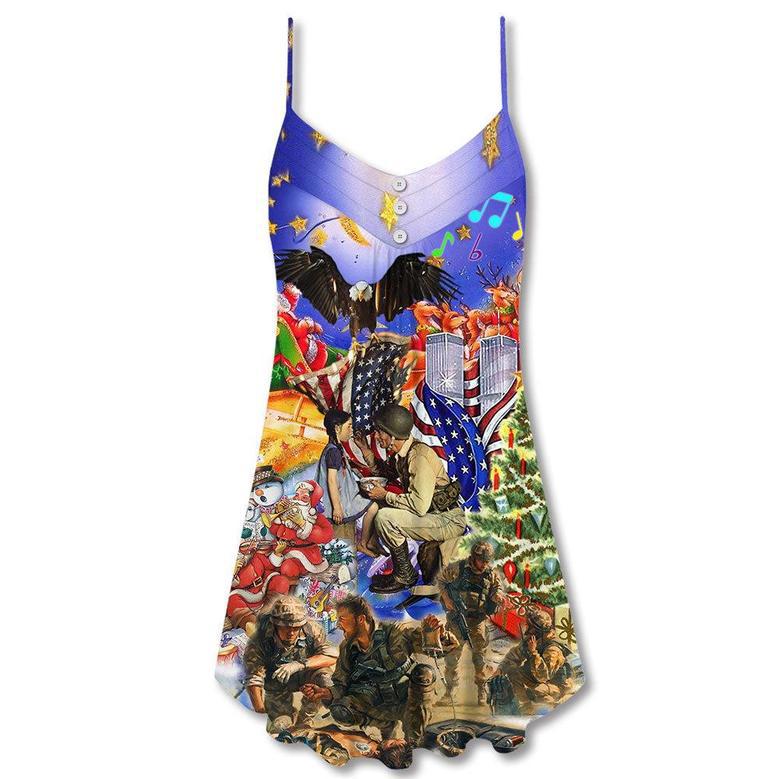 Veteran Christmas Merry Christmas - V-Neck Sleeveless Cami Dress