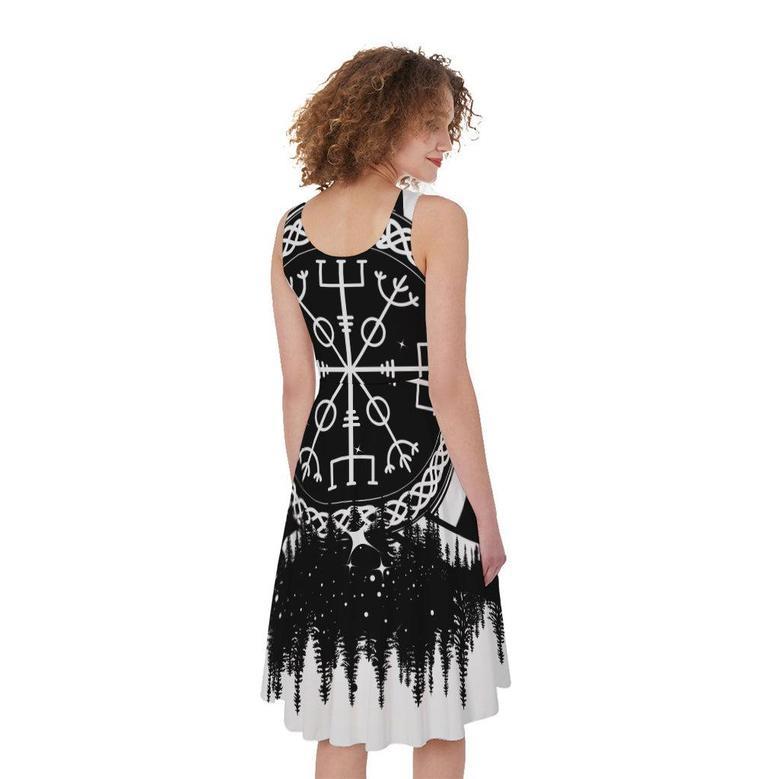 Viking Celtic Trinity Knot Print Sleeveless Knee Length Dress