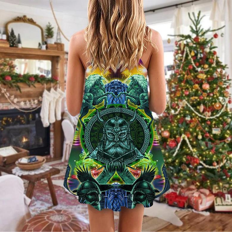 Viking Green Christmas Style - V-Neck Sleeveless Cami Dress