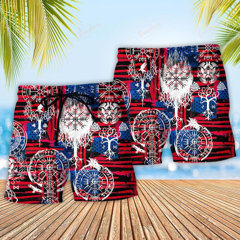 Viking Independence Day Compass Vegvisir Beach Short