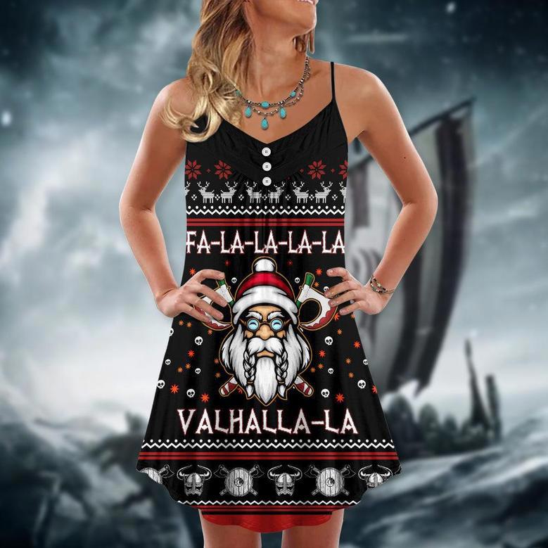 Viking Valhalla White And Red - V-Neck Sleeveless Cami Dress