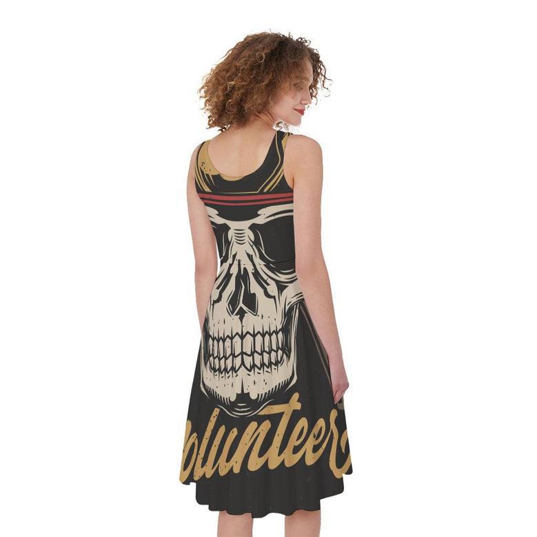 Volunteer Firefighter Print Sleeveless Knee Length Dress