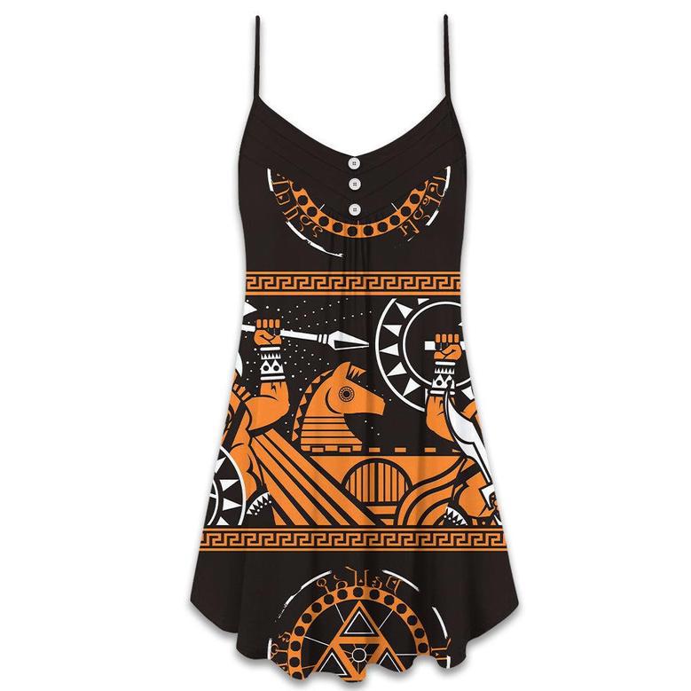 Warrior Spartan Pattern Basic - V-Neck Sleeveless Cami Dress