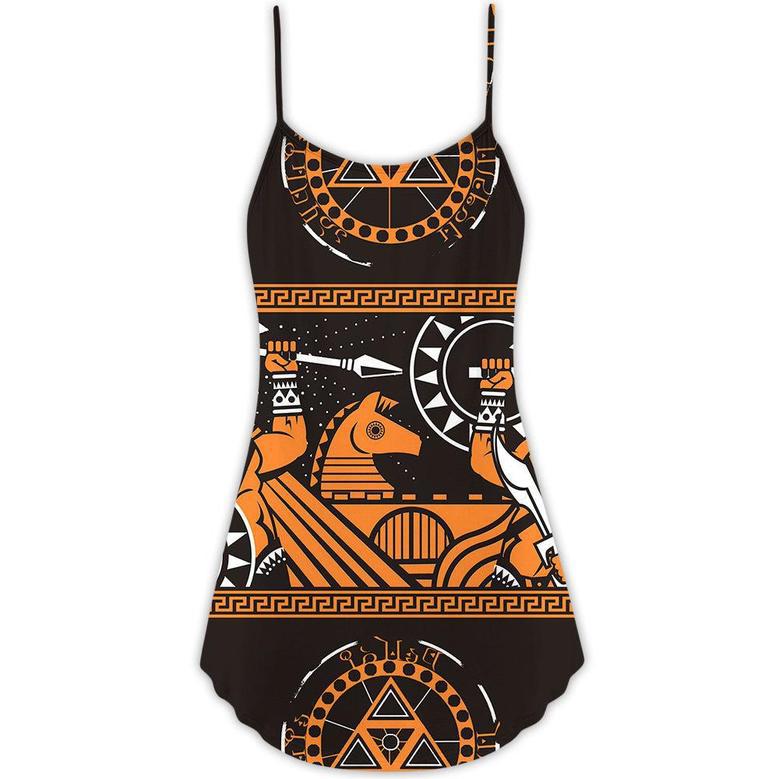 Warrior Spartan Pattern Basic - V-Neck Sleeveless Cami Dress