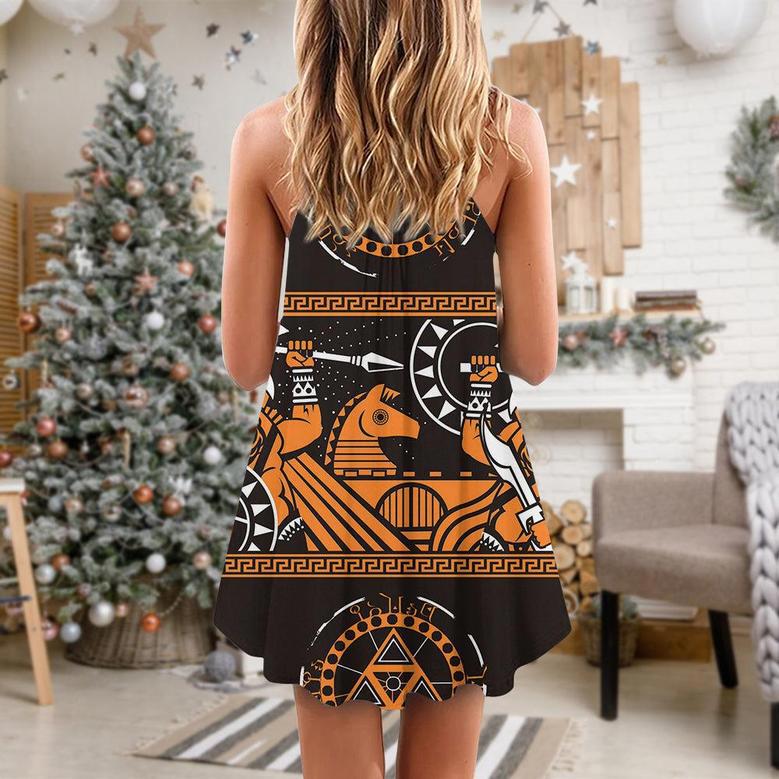 Warrior Spartan Pattern Basic - V-Neck Sleeveless Cami Dress