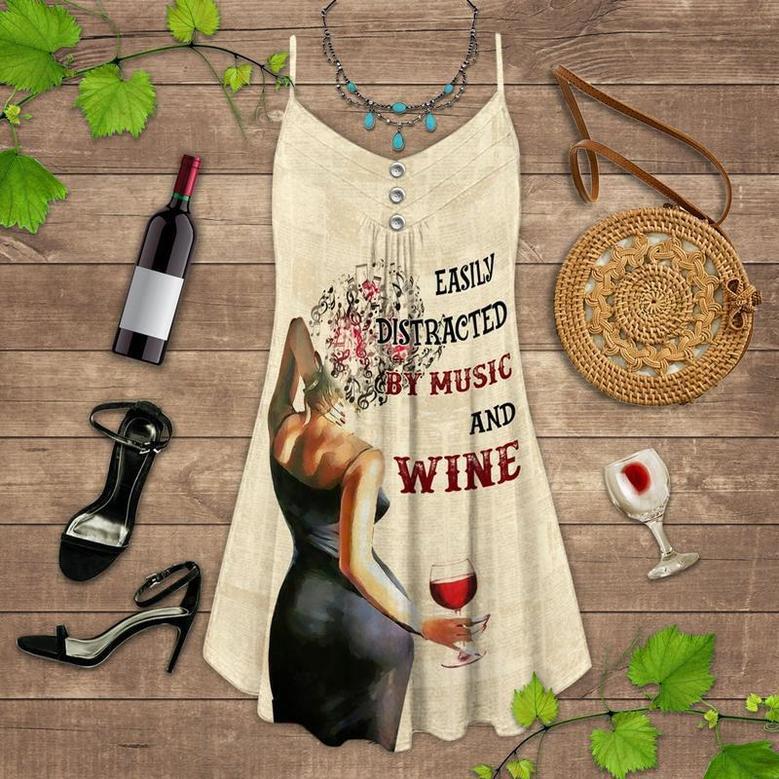 Wine And Summer Vibes Easily Distracted - Summer Dress