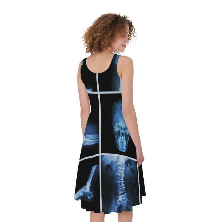 X-Ray Film Radiology Print Sleeveless Knee Length Dress