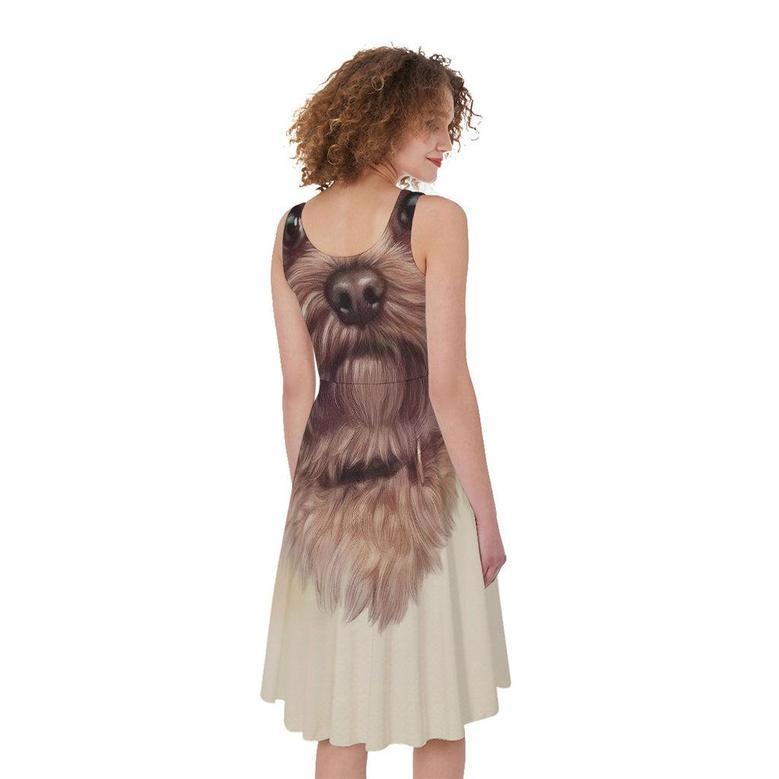 Yorkshire Terrier Portrait Print Sleeveless Knee Length Dress