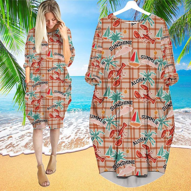 Aloha Summer Lobster To Sunshine Long Sleeve Midi Dress