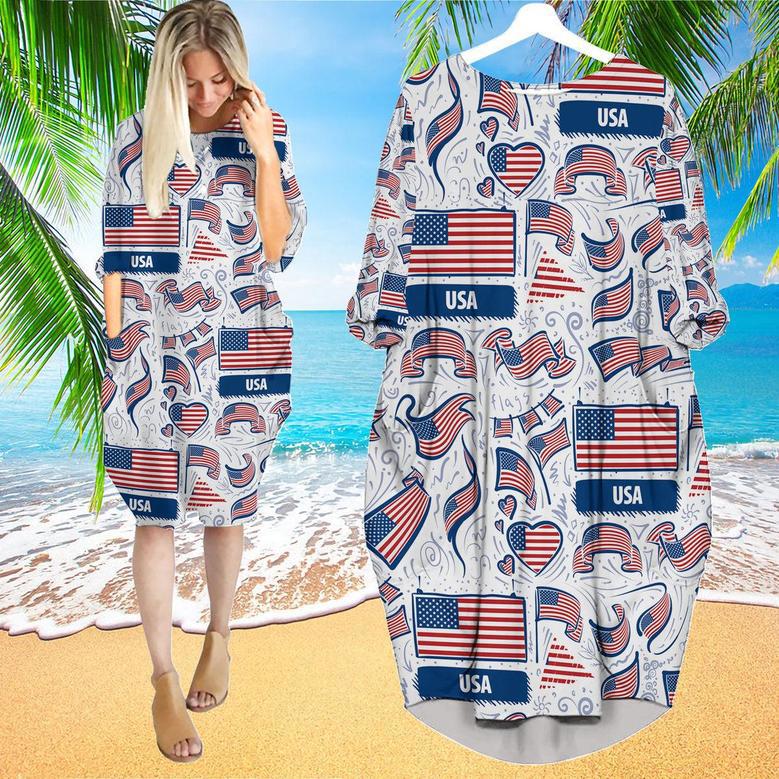 American Flag Long Sleeve Midi Dress