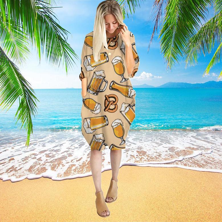 Beer And Pretzel Oktoberfest Long Sleeve Midi Dress