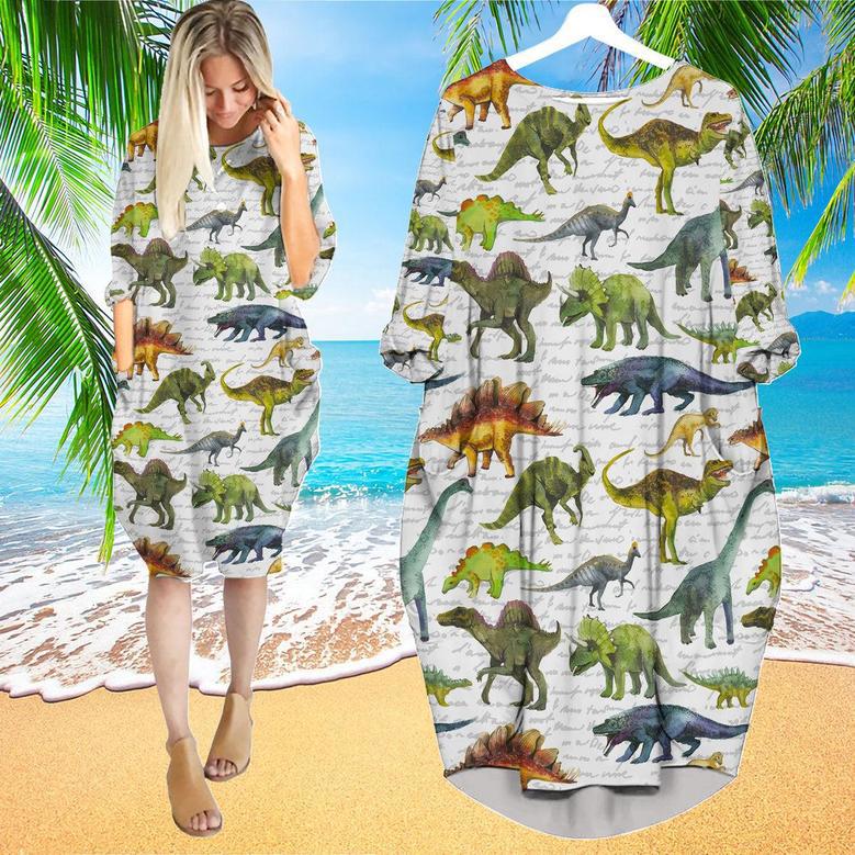 Breeds Of Dinosaurs Long Sleeve Midi Dress