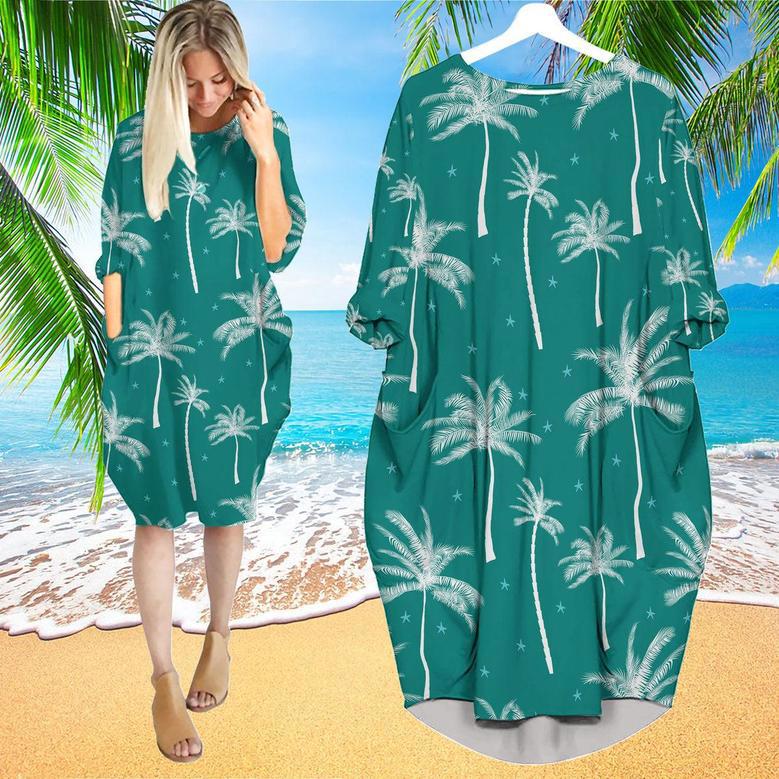 Bright Exotic Tropical Summer Long Sleeve Midi Dress