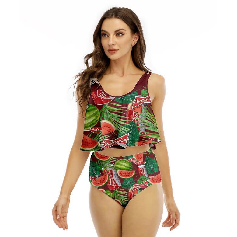 Budweiser Watermelon Ruffled Vest Swimsuit