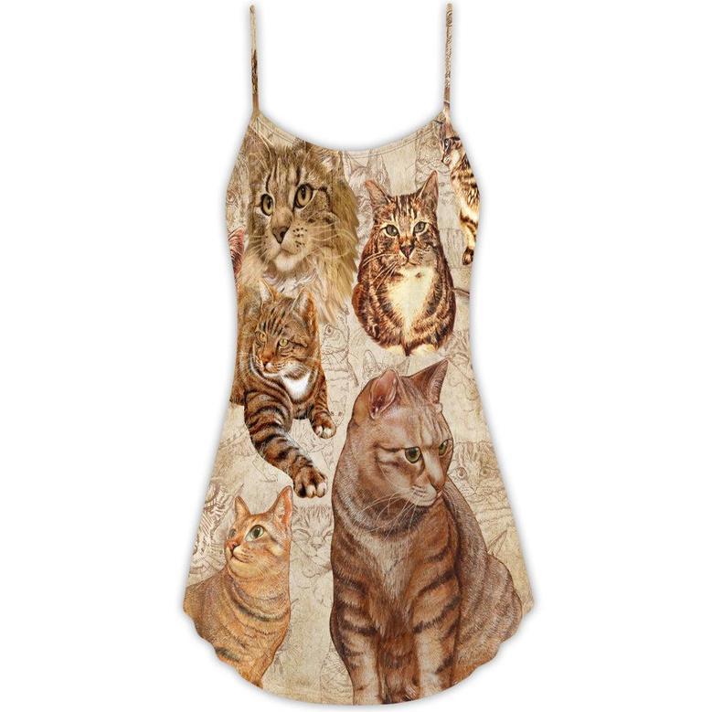 Cat If You Don't Like Cat You Don't Like Me - V-Neck Sleeveless Cami Dress