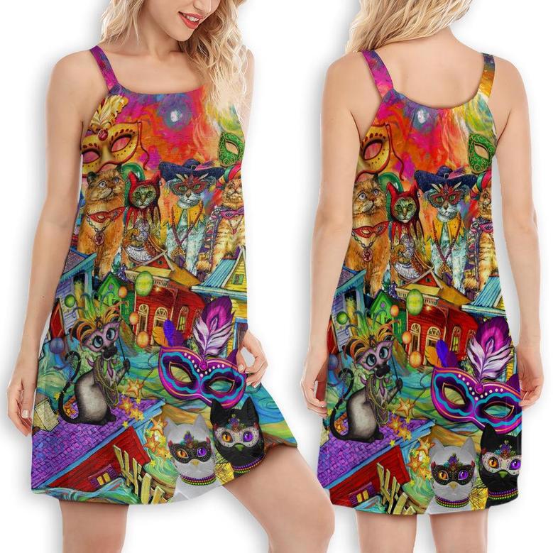 Cat Prom Lets Go Down Street Celebrate The Mardi Gras Festival - Women's Sleeveless Cami Dress