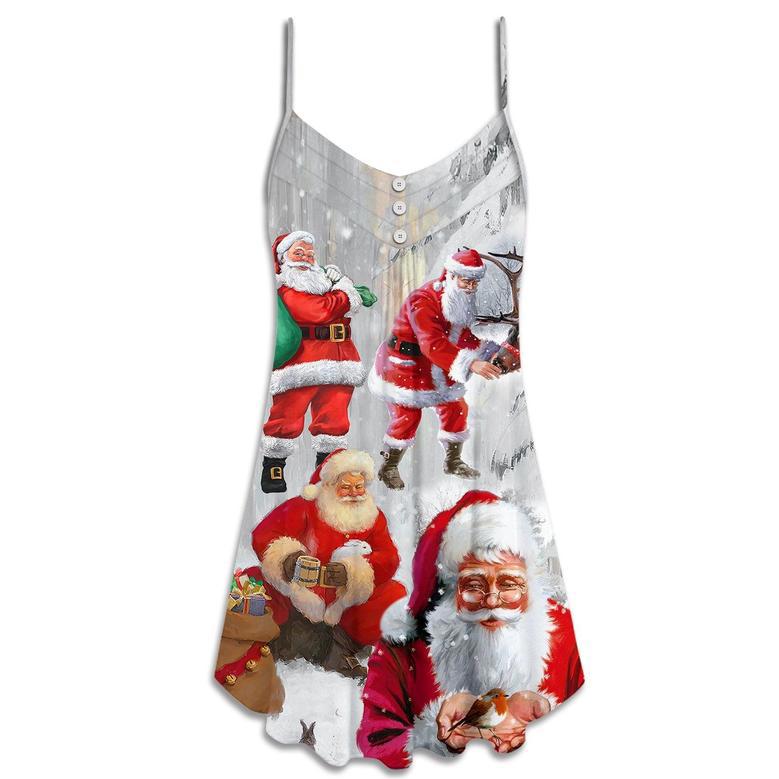 Christmas Santa Claus Story Funny Art Style - V-Neck Sleeveless Cami Dress