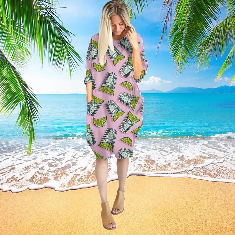 Cocktail Tequila With Lime Long Sleeve Midi Dress