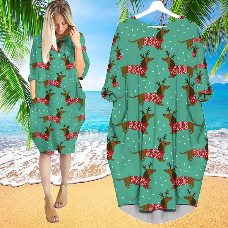 Dachshunds In Christmas Jumpers Long Sleeve Midi Dress