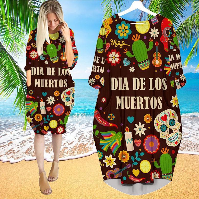 Day Of The Dead Dia De Los Muertos Long Sleeve Midi Dress