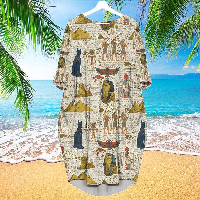 Egyptian Gods Long Sleeve Midi Dress