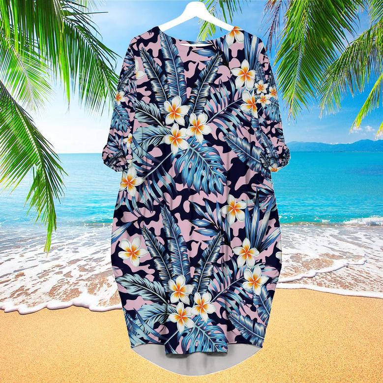 Flowers Tropical Long Sleeve Midi Dress