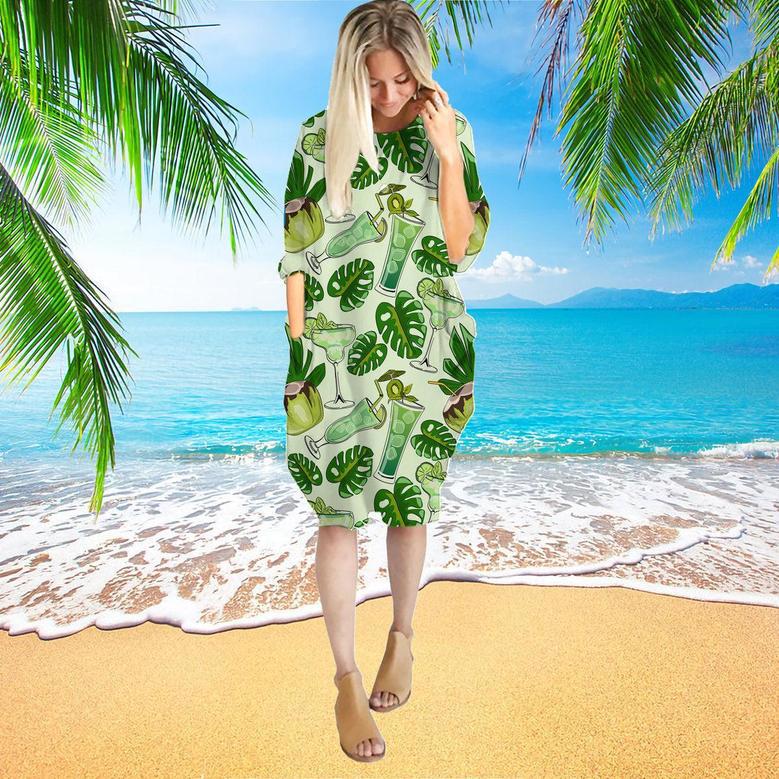 Fresh Cocktails Tropical Long Sleeve Midi Dress