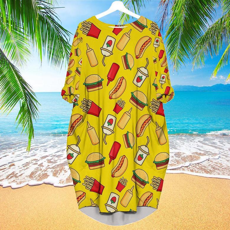 Funny Fast Food Long Sleeve Midi Dress