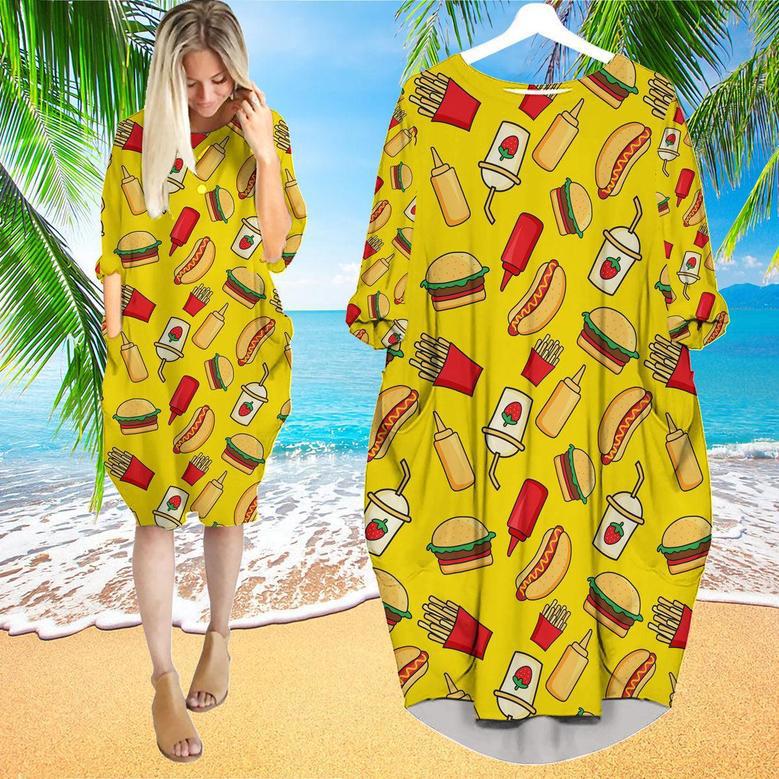 Funny Fast Food Long Sleeve Midi Dress