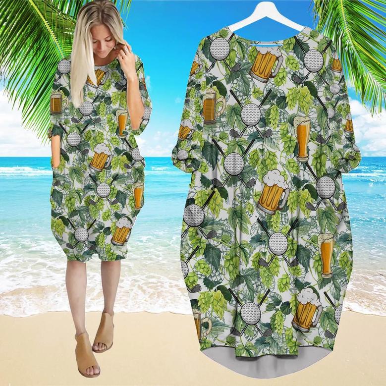 Golf And Beer Aloha Long Sleeve Midi Dress