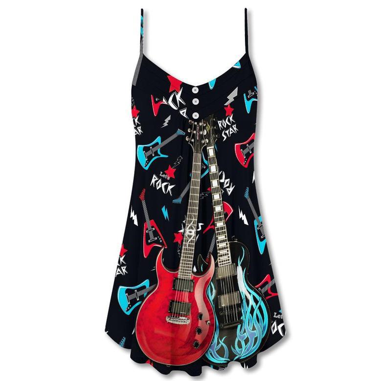 Guitar All I Need Is Playing Music - V-Neck Sleeveless Cami Dress