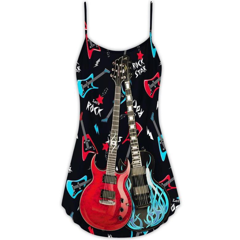 Guitar All I Need Is Playing Music - V-Neck Sleeveless Cami Dress