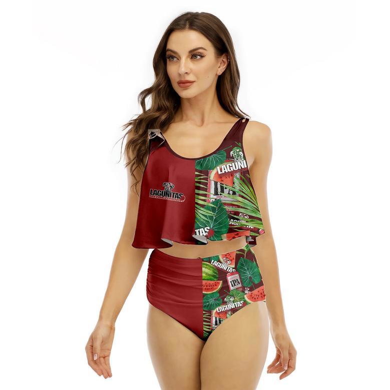 Half Side Lagunitas Watermelon Ruffled Vest Swimsuit