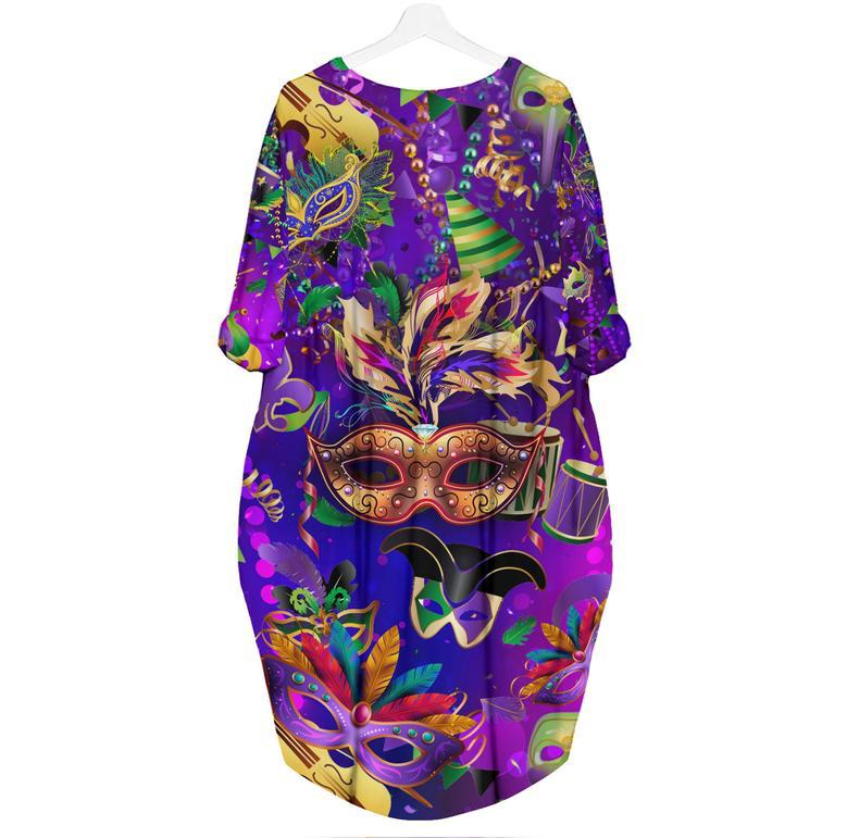 Happy Mardi Gras Aloha Carnival Long Sleeve Midi Dress