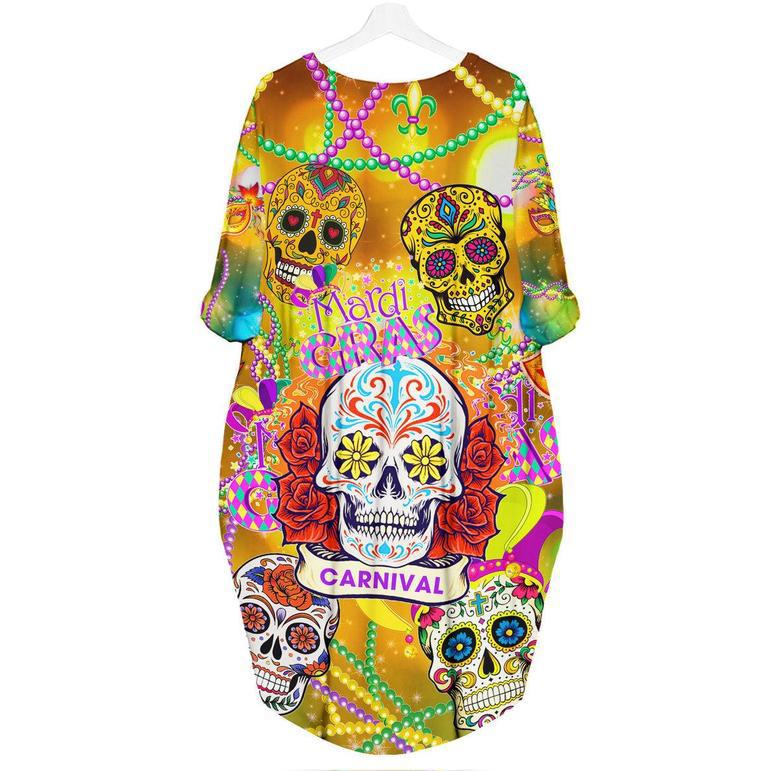 Happy Mardi Gras Carnival Long Sleeve Midi Dress