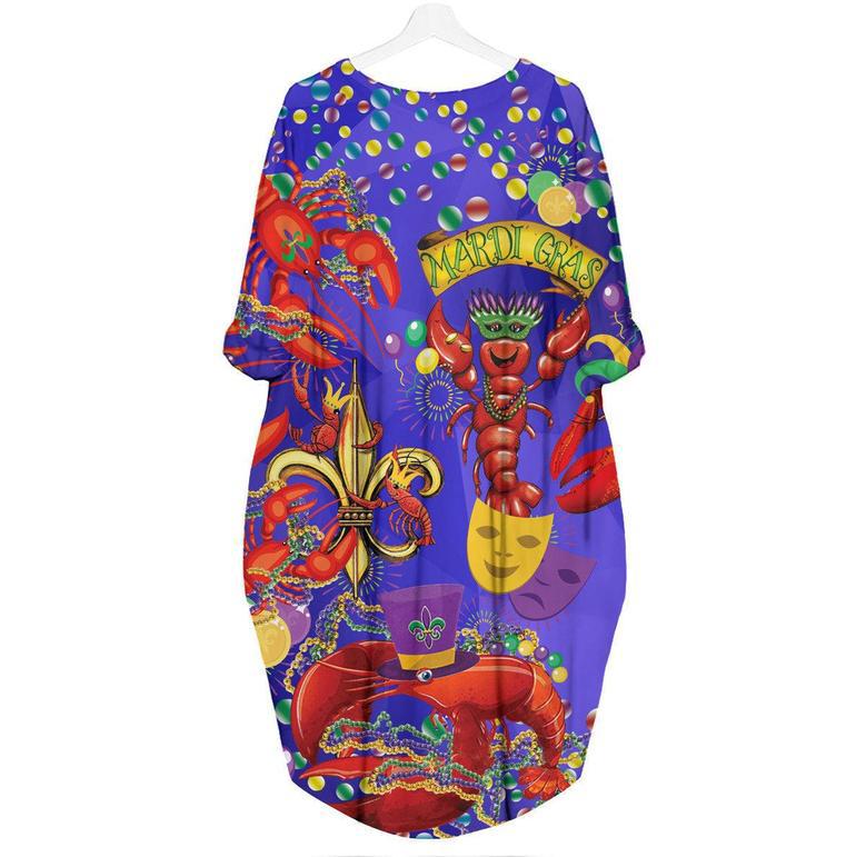 Happy Mardi Gras Shrimps Long Sleeve Midi Dress