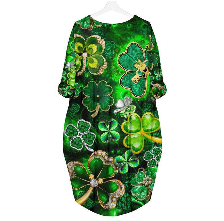 Happy St.Patrick's Day Clover Leaf Long Sleeve Midi Dress