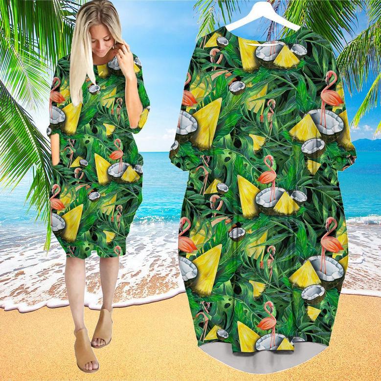 I'm Flocking Retired Flamingo Tropical Long Sleeve Midi Dress