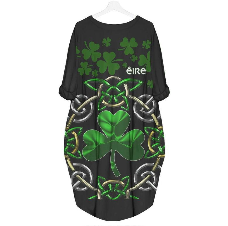 Irish Lucky Shamrock St Patricks Day Long Sleeve Midi Dress