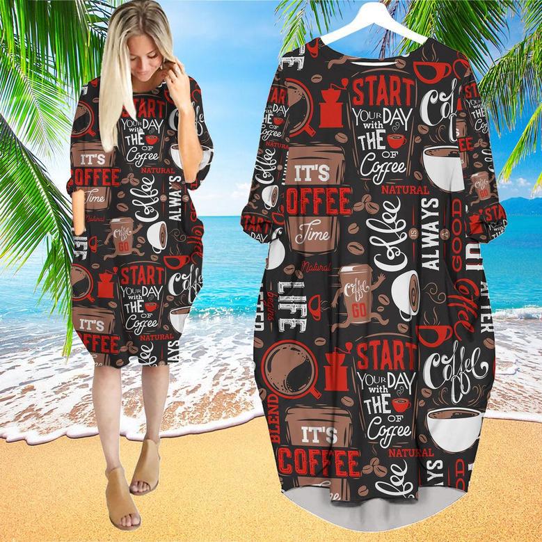 It's Coffee Time Long Sleeve Midi Dress