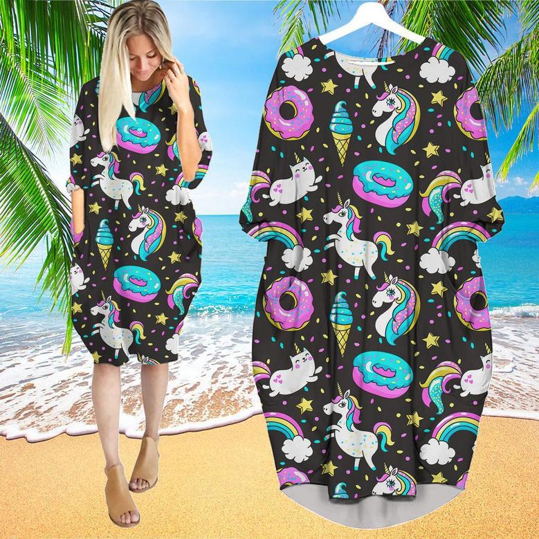 Life Is Better With Unicorn And Donuts Long Sleeve Midi Dress