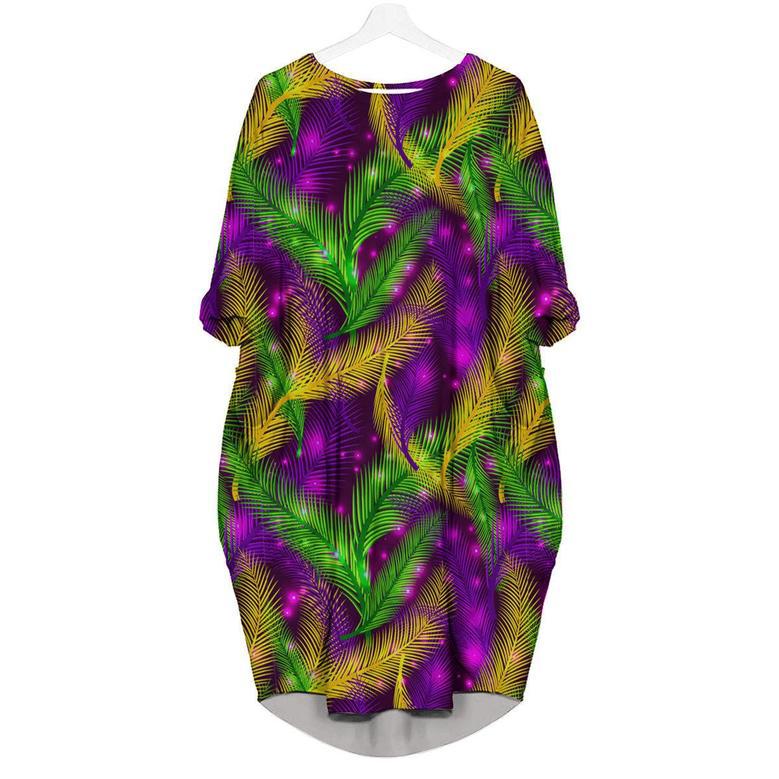 Mardi Gras Pattern Long Sleeve Midi Dress