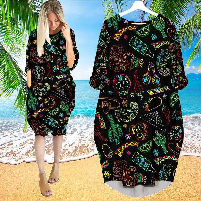 Mexico Neon Fiesta Cinco De Mayo Long Sleeve Midi Dress