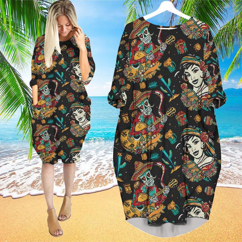 Mexico Traditional Tattooing Style Sleeve Midi Dress