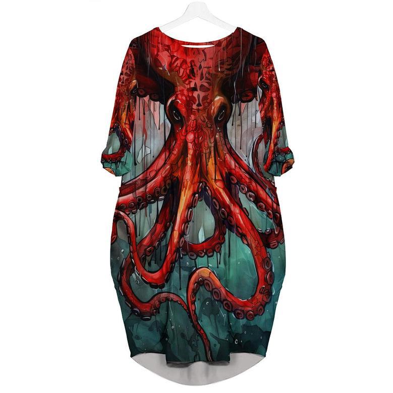 Octopus Long Sleeve Midi Dress