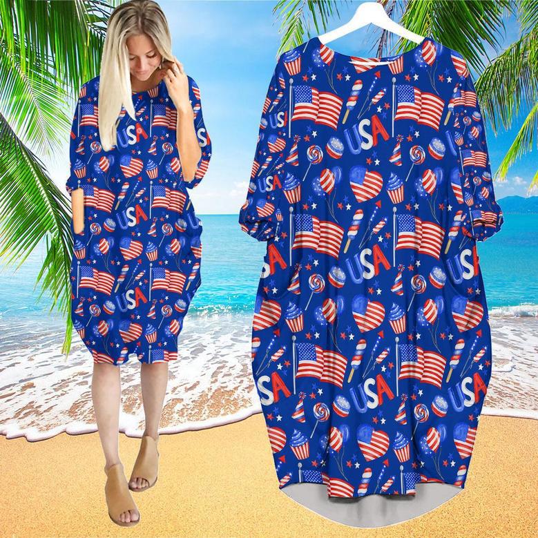 Of July Independence Day America Festive Long Sleeve Midi Dress